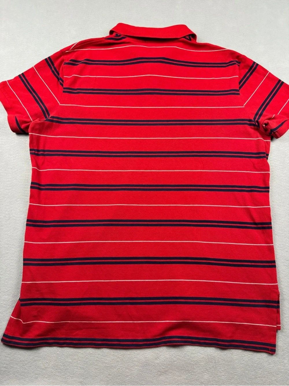 Polo Ralph Lauren Mens XXL Custom Fit Polo Shirt Red Navy White Striped Cotton